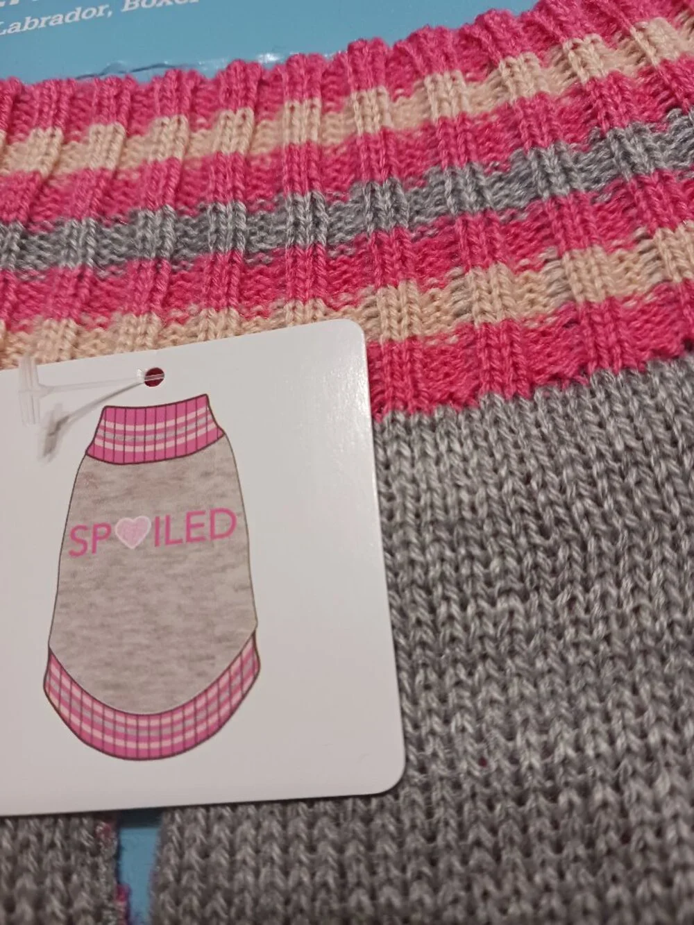 **L** Vibrant Life Dog Sweater Gray/PINK Size M 100% Acrylic